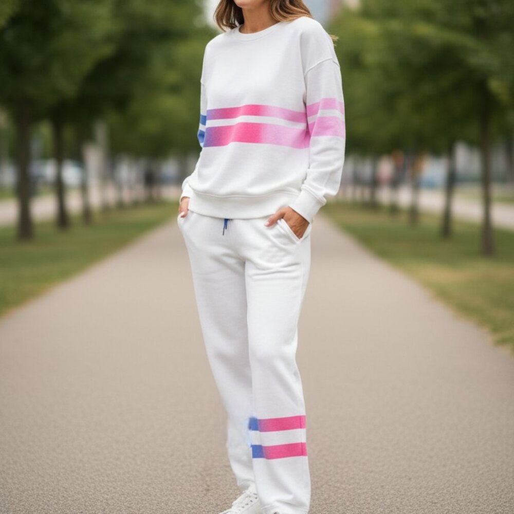SUNDRY White Ombré Striped Lounge Set